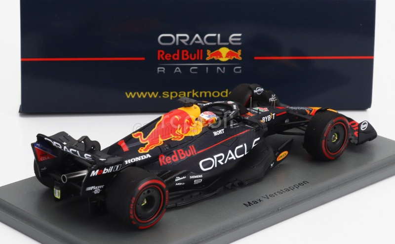 Spark-model Red bull F1  Rb19 Team Oracle Red Bull Racing N 1 World Champion Winner Belgium Gp 2023 Max Verstappen 1:43 Matt Blue