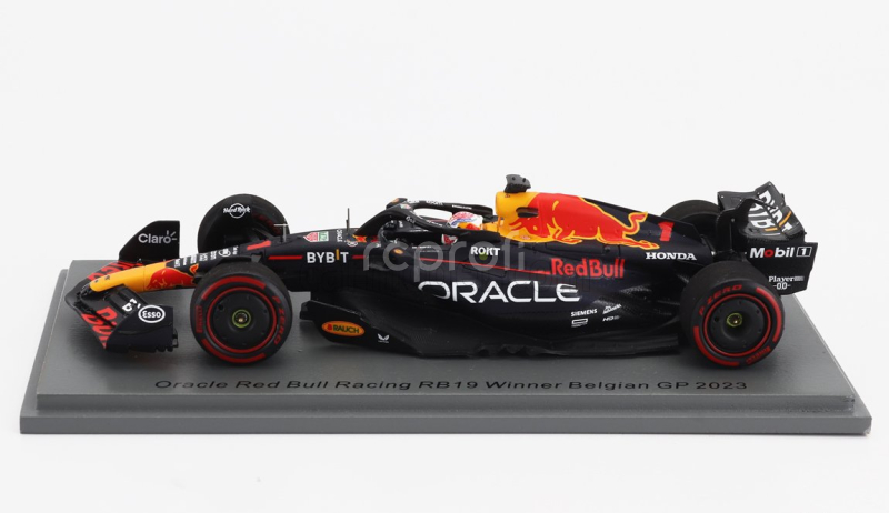 Spark-model Red bull F1  Rb19 Team Oracle Red Bull Racing N 1 World Champion Winner Belgium Gp 2023 Max Verstappen 1:43 Matt Blue