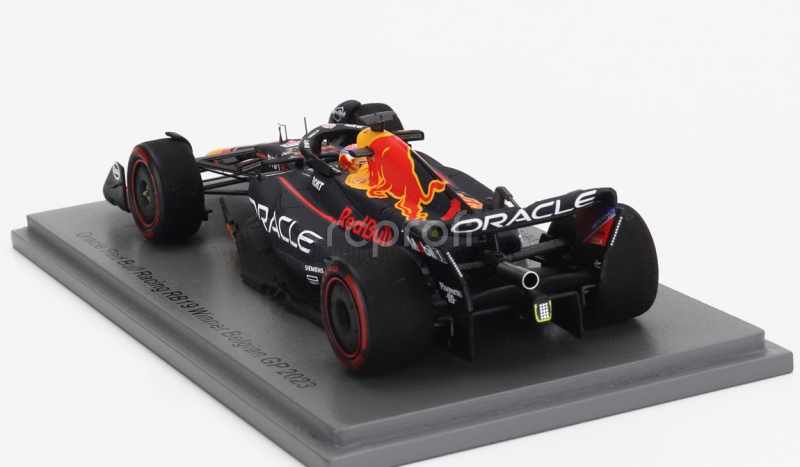 Spark-model Red bull F1  Rb19 Team Oracle Red Bull Racing N 1 World Champion Winner Belgium Gp 2023 Max Verstappen 1:43 Matt Blue