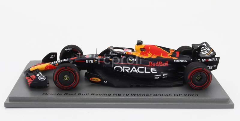Spark-model Red bull F1  Rb19 Team Oracle Red Bull Racing N 1 World Champion Winner British Gp 2023 Max Verstappen 1:43 Matt Blue