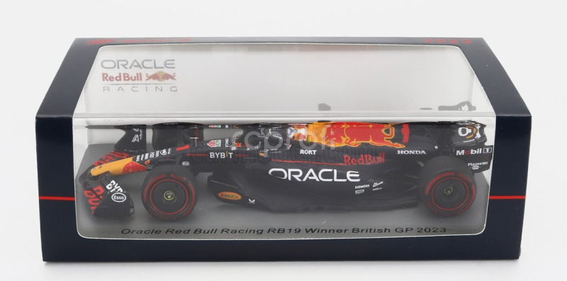 Spark-model Red bull F1  Rb19 Team Oracle Red Bull Racing N 1 World Champion Winner British Gp 2023 Max Verstappen 1:43 Matt Blue