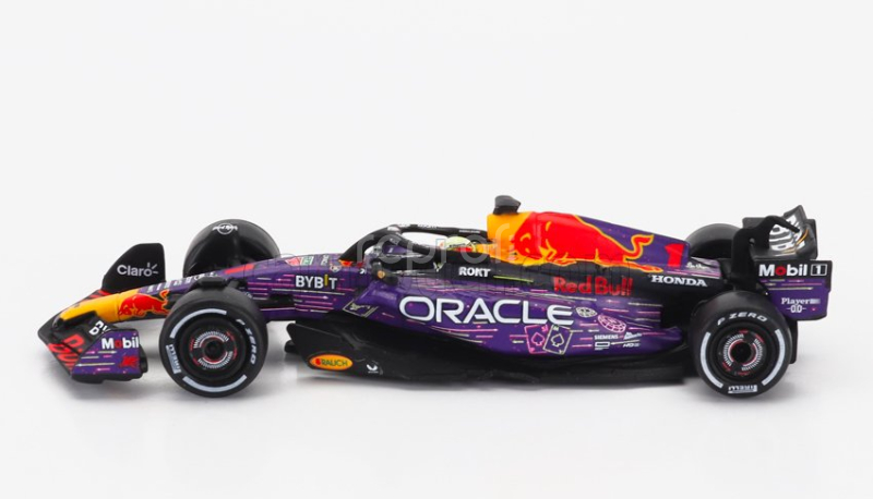 Spark-model Red bull F1  Rb19 Team Oracle Red Bull Racing N 1 World Champion Winner Las Vegas Usa Gp 2023 Max Verstappen 1:64 Fialová Žlutá Červená