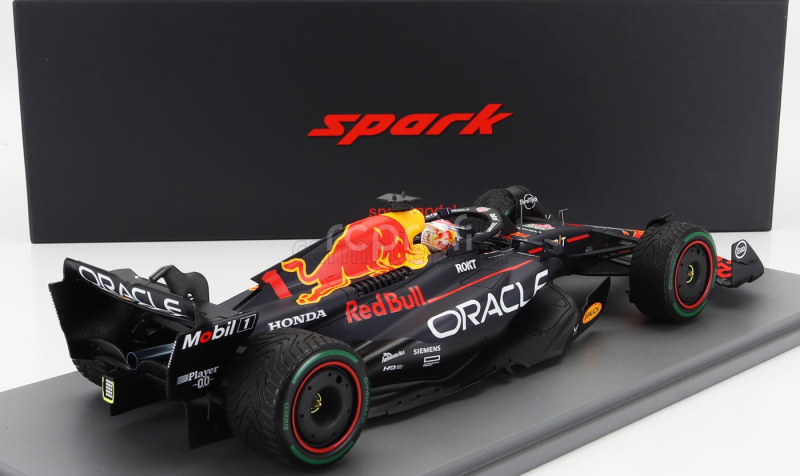 Spark-model Red bull F1  Rb19 Team Oracle Red Bull Racing N 1 World Champion Winner Monaco Gp 2023 Max Verstappen 1:18 Matt Blue