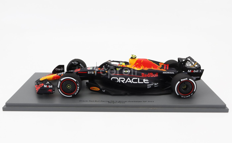 Spark-model Red bull F1  Rb19 Team Oracle Red Bull Racing N 11 Winner Azerbaijan Gp 2023 Sergio Perez 1:18 Matt Blue