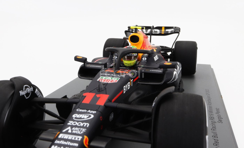 Spark-model Red bull F1  Rb19 Team Oracle Red Bull Racing N 11 Winner Azerbaijan Gp 2023 Sergio Perez 1:18 Matt Blue