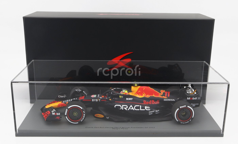 Spark-model Red bull F1  Rb19 Team Oracle Red Bull Racing N 11 Winner Azerbaijan Gp 2023 Sergio Perez 1:18 Matt Blue