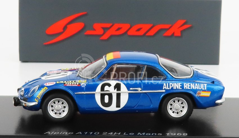 Spark-model Renault A110 Alpine Team Ecurie Leopard N 61 24h Le Mans 1968 N.nasbaumer - J.j.bourdon 1:43 Blue Met