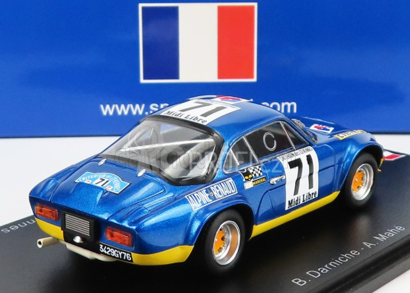 Spark-model Renault Alpine A110 1600s N 71 Winner Rally Criterium Des Cevennes 1971 B.darniche - A.mahe 1:43 Modrá Se Setkala Se Žlutou