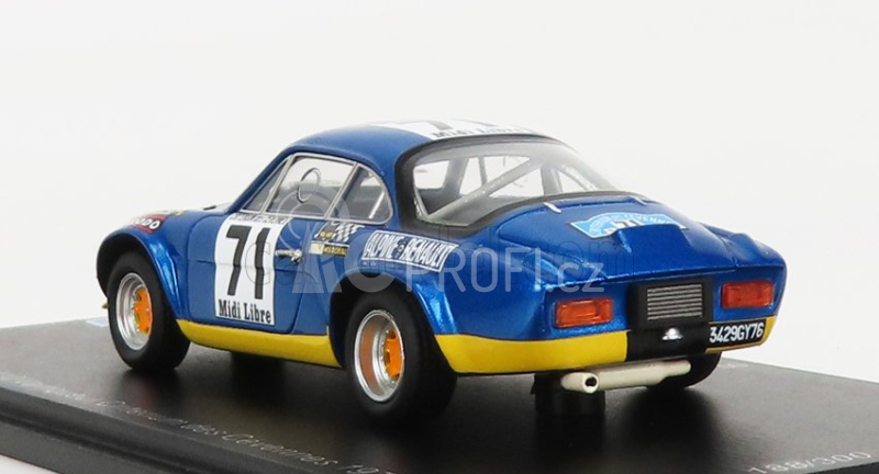 Spark-model Renault Alpine A110 1600s N 71 Winner Rally Criterium Des Cevennes 1971 B.darniche - A.mahe 1:43 Modrá Se Setkala Se Žlutou
