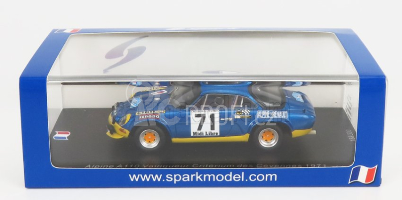Spark-model Renault Alpine A110 1600s N 71 Winner Rally Criterium Des Cevennes 1971 B.darniche - A.mahe 1:43 Modrá Se Setkala Se Žlutou