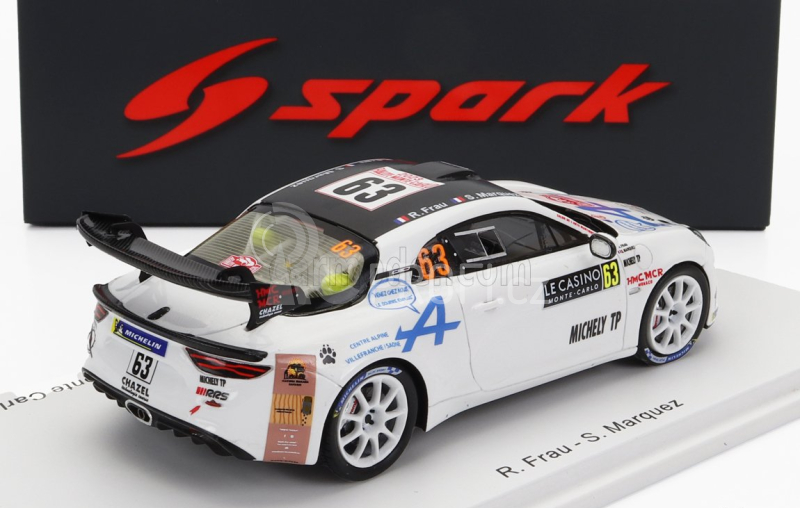 Spark-model Renault Alpine A110 Rally Rgt Team Chazel Technologie Course N 63 Rally Montecarlo 2023 R.frau - S.marquez 1:43 Bílá