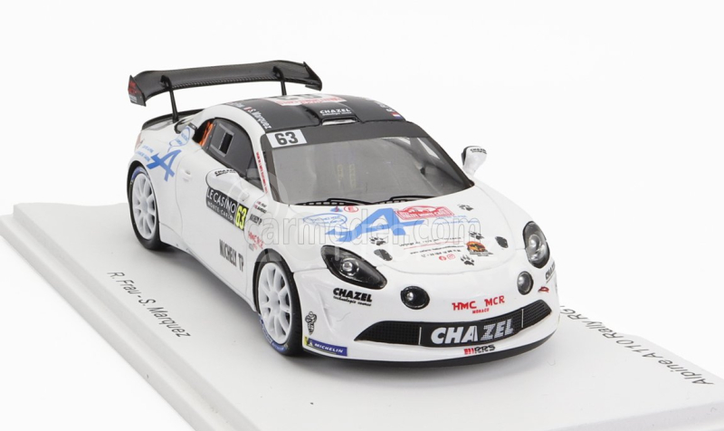 Spark-model Renault Alpine A110 Rally Rgt Team Chazel Technologie Course N 63 Rally Montecarlo 2023 R.frau - S.marquez 1:43 Bílá