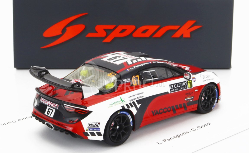 Spark-model Renault Alpine A110 Rally Rgt Team Chazel Technologie Course N 67 Winner Rgt Rally Montecarlo 2023 L.panagiotis - C.goddi 1:43 Červená Bílá