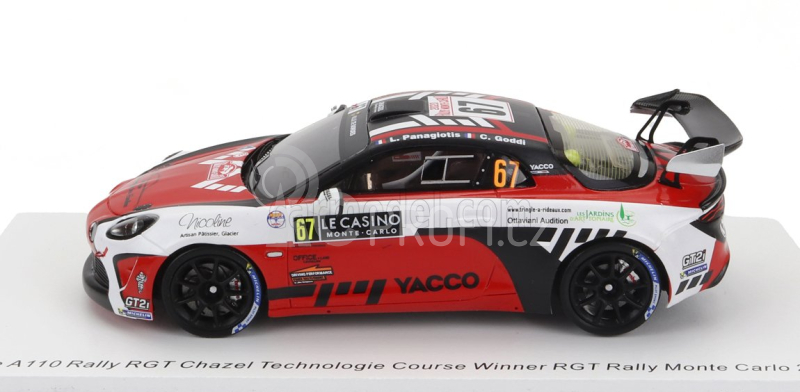 Spark-model Renault Alpine A110 Rally Rgt Team Chazel Technologie Course N 67 Winner Rgt Rally Montecarlo 2023 L.panagiotis - C.goddi 1:43 Červená Bílá