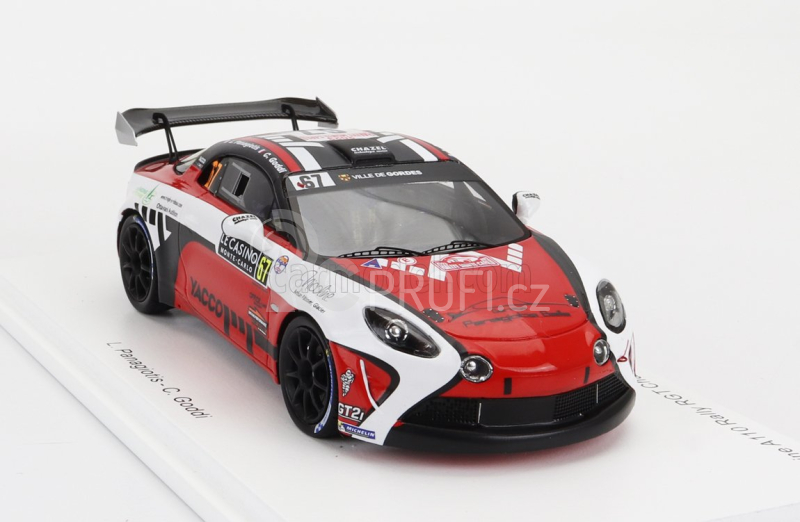 Spark-model Renault Alpine A110 Rally Rgt Team Chazel Technologie Course N 67 Winner Rgt Rally Montecarlo 2023 L.panagiotis - C.goddi 1:43 Červená Bílá