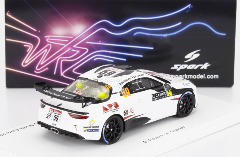 Spark-model Renault Alpine A110 Rgt Team Chazel Technologies Course N 59 2nd Rgt Rally Montecarlo 2024 Eric Royere - Alexis Grenier 1:43 Bílá Černá