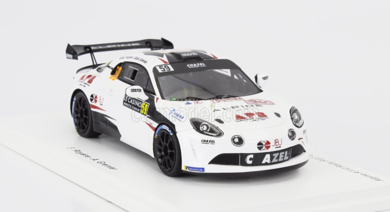 Spark-model Renault Alpine A110 Rgt Team Chazel Technologies Course N 59 2nd Rgt Rally Montecarlo 2024 Eric Royere - Alexis Grenier 1:43 Bílá Černá