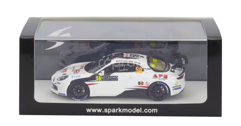 Spark-model Renault Alpine A110 Rgt Team Chazel Technologies Course N 59 2nd Rgt Rally Montecarlo 2024 Eric Royere - Alexis Grenier 1:43 Bílá Černá