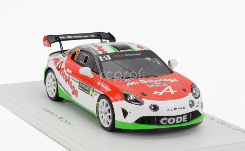 Spark-model Renault Alpine A110 Rgt Team Code Racing Development N 61 Winner Rgt Rally Montecarlo 2024 Philippe Baffoun - Margot Dupuy 1:43 Červená Bílá Zelená