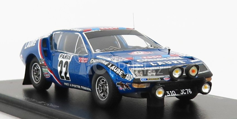 Spark-model Renault Alpine A310 N 22 Rally Montecarlo 1976 J.henry - M.gelin 1:43 Modrá Met Černá