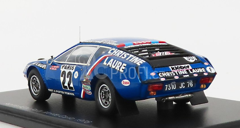 Spark-model Renault Alpine A310 N 22 Rally Montecarlo 1976 J.henry - M.gelin 1:43 Modrá Met Černá