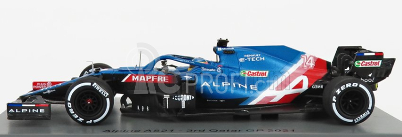 Spark-model Renault F1  A521 Renault E-tech 20b Team Alpine N 14 3rd Qatar Gp With Pit Board 2021 Fernando Alonso 1:43 Modrá Met Červená Bílá