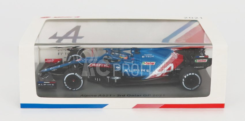 Spark-model Renault F1  A521 Renault E-tech 20b Team Alpine N 14 3rd Qatar Gp With Pit Board 2021 Fernando Alonso 1:43 Modrá Met Červená Bílá