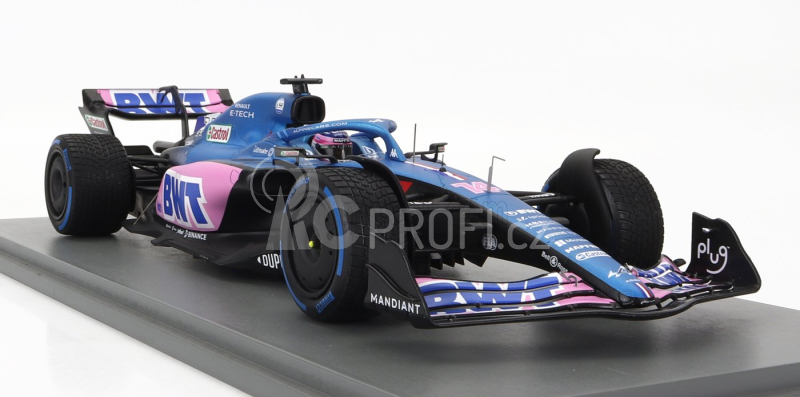 Spark-model Renault F1 A522 Team Alpine Bwt N 14 Monaco Gp 2022 Fernando Alonso - Con Vetrina - With Showcase - Special Box 1:18 Modrá Růžová