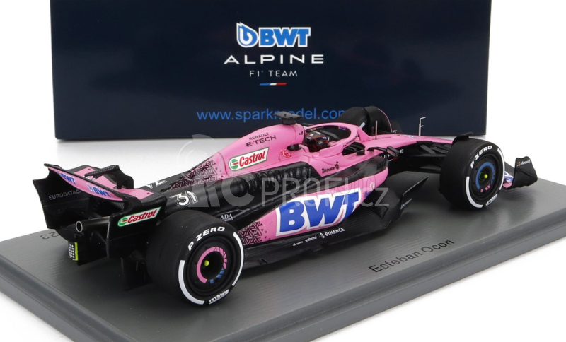 Spark-model Renault F1  A523 Team Bwt Alpine N 31 Season 2023 Esteban Ocon 1:43 Růžová Modrá