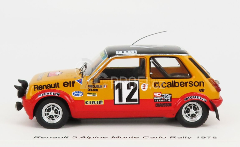 Spark-model Renault R5 Alpine Gr.2 N 12 3rd Rally Montecarlo 1978 G.frequelin - J.delaval 1:43 Žlutá Červená Černá
