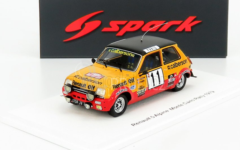 Spark-model Renault R5 Alpine N 11 Rally Montecarlo 1979 J.ragnotti - J.m.andrie 1:43 Žlutá Červená Černá