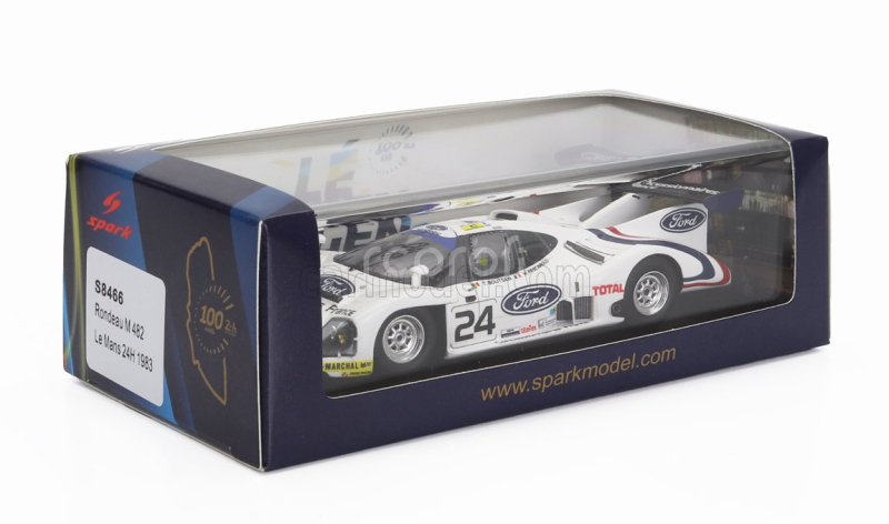 Spark-model Rondeau M482 4.0l V8 Team Ford Concessionaires N 24 24h Le Mans 1983 Henry Pescarolo - Thierry Boutsen 1:43 Bílá