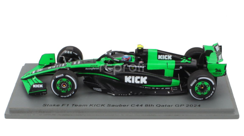 Spark-model Sauber F1  C44 Team Stake Kick N 24 8th Qatar Gp 2024 Zhou Guanyu 1:43 Zelená Černá