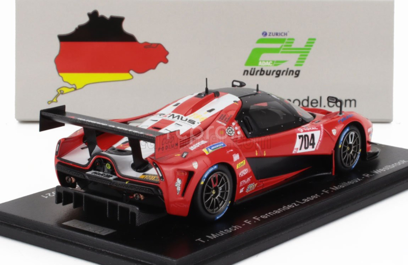 Spark-model SCG Scg004s Team Glickenhaus Racing N 704 24h Nurburgring 2021 T.mutsch - F.mailleux - F.fernandez Laser - R.westbrook 1:43 Červená Bílá