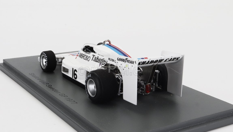 Spark-model Shadow F1  Dn8 N 16 Sweden Gp 1977 Jackie Oliver 1:43 Bílá