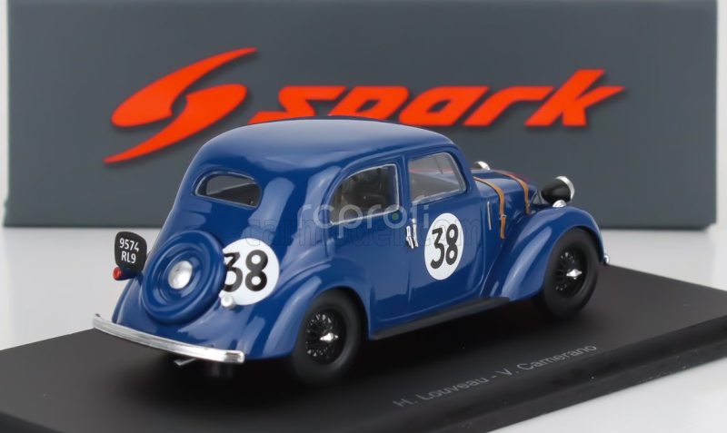 Spark-model Simca 8 1.1l Team Victor Camerano N 38 24h Le Mans 1939 Victor Camerano - Henri Louveau 1:43 Blue