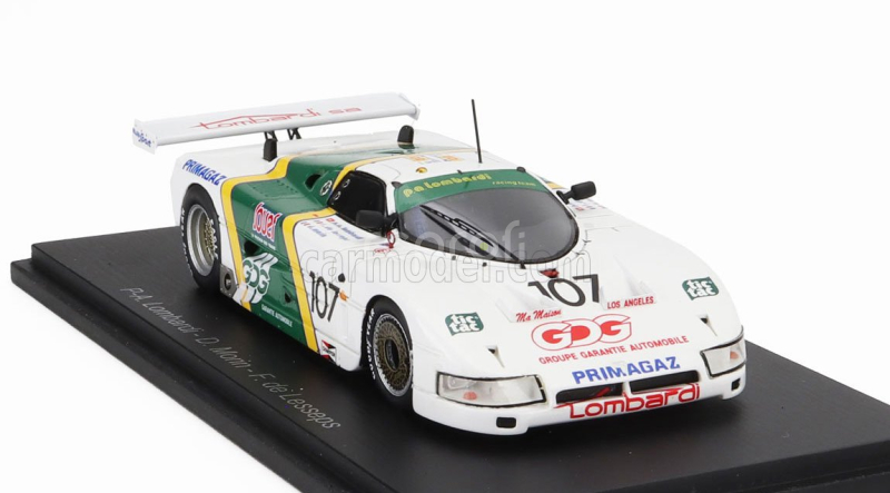 Spark-model Spice Se87c 3.3l V8 Team P.a.lombardi N 107 24h Le Mans 1990 Pierre Alain Lombardi - Denis Morin - Ferdinand De Lesseps 1:43 Bílá Zelená