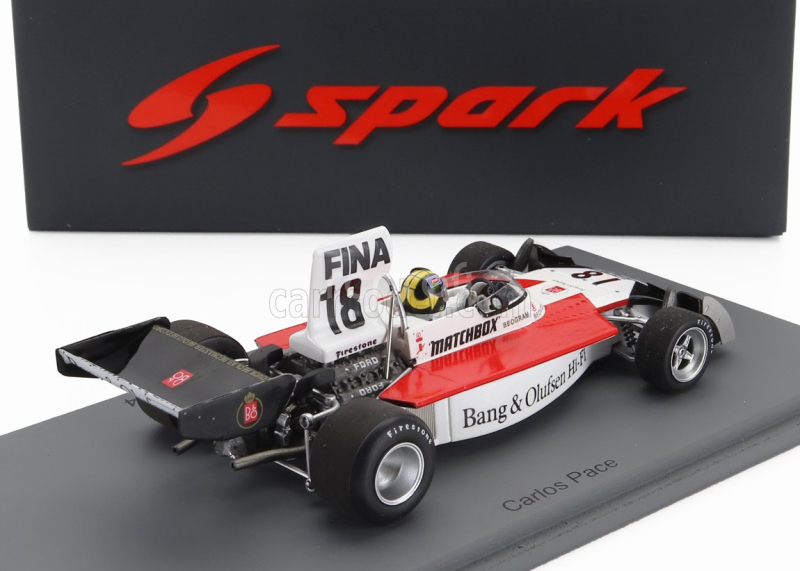 Spark-model Surtees F1  Ts16 N 18 Spanish Gp 1974 Carlos Pace 1:43 Bílá Červená Černá