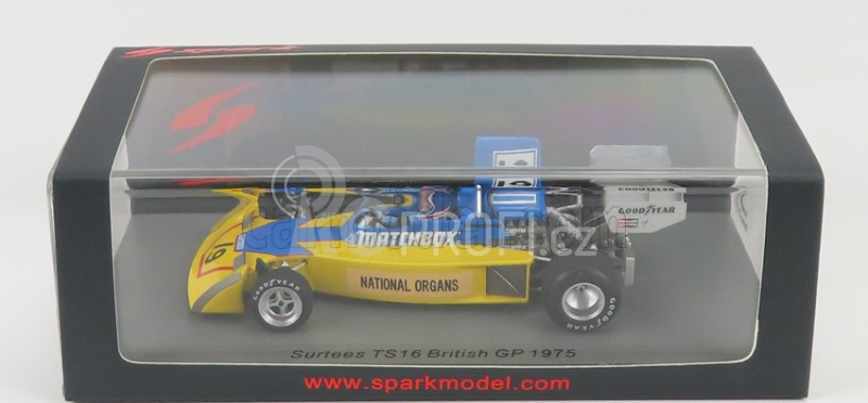 Spark-model Surtees F1  Ts16 N 19 British Gp 1975 D.morgan 1:43 Žlutá Modrá