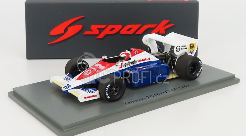 Spark-model Toleman F1  Tg184 N 20 Usa Gp 1984 J.cecotto 1:43 Modrá Bílá Červená