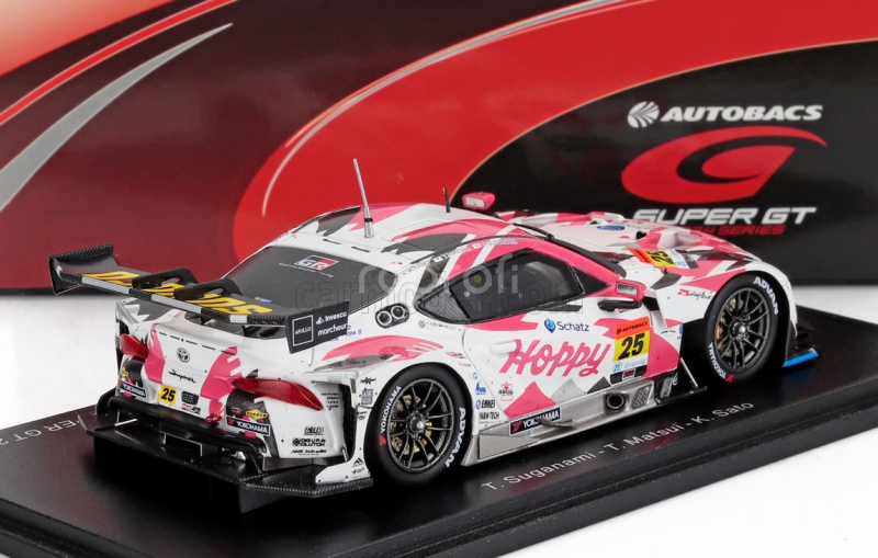 Spark-model Toyota Gr Supra Team Hoppy Schatz N 25 Gt300 Class Super Gt 2024 Togo Sugunami - Takamitsu Matsui - Kimiya Sato 1:43 Bílá Růžová