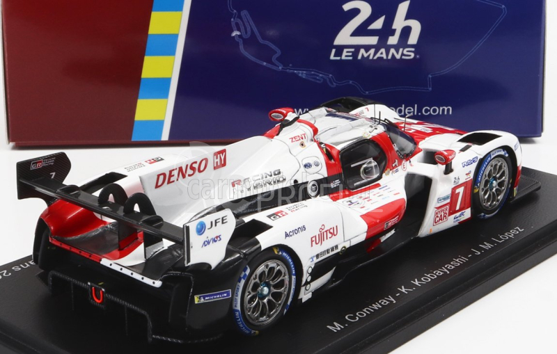 Spark-model Toyota Gr010 3.5l Turbo Hybrid V6 Team Toyota Gazoo Racing N 7 2nd 24h Le Mans 2022 M.conway - K.kobayashi - J.m.lopez 1:43 Bílá Červená Šedá
