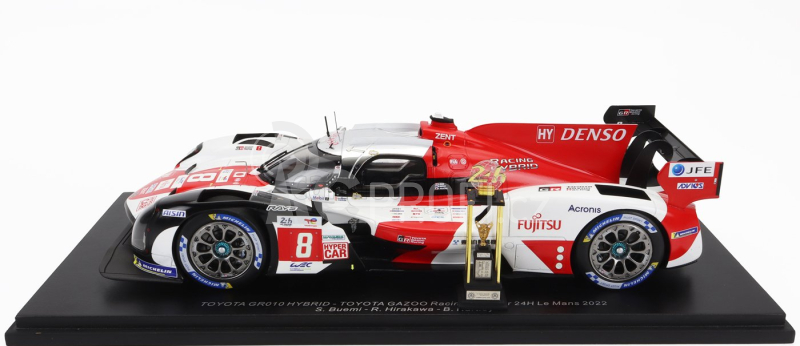Spark-model Toyota Gr010 3.5l Turbo Hybrid V6 Team Toyota Gazoo Racing N 8 Winner 24h Le Mans 2022 S.buemi - B.hartley - R.hirakawa - Con Vetrina - With Showcase 1:18 Bílá Červená Šedá