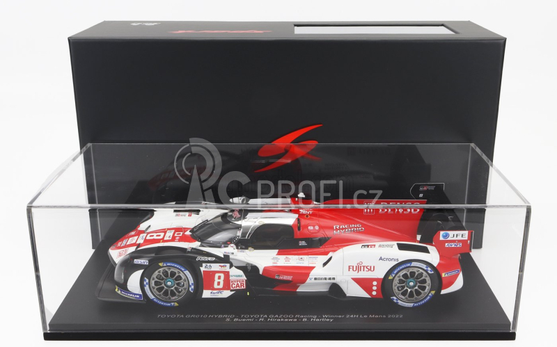 Spark-model Toyota Gr010 3.5l Turbo Hybrid V6 Team Toyota Gazoo Racing N 8 Winner 24h Le Mans 2022 S.buemi - B.hartley - R.hirakawa - Con Vetrina - With Showcase 1:18 Bílá Červená Šedá