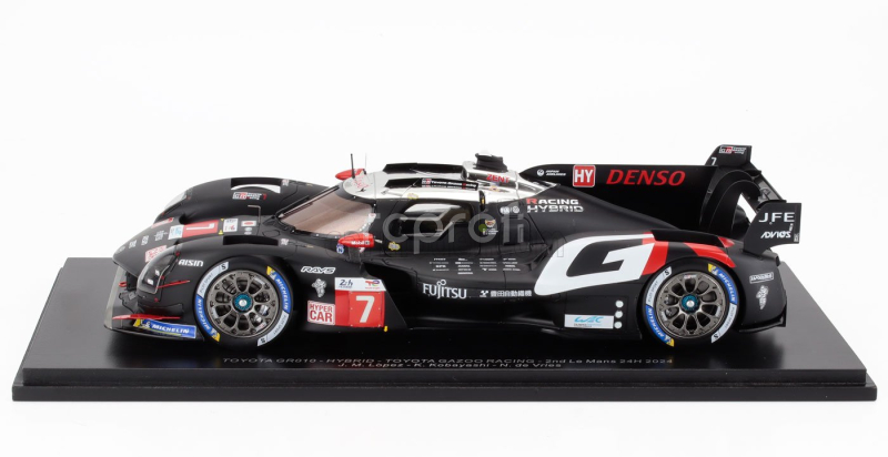 Spark-model Toyota Gr010 3.5l V6 Turbo Hybrid Team Gazoo Racing N 7 24h Le Mans 2024 Kamui Kobayashi - Jose Maria Lopez - Nyck De Vries 1:18 Black