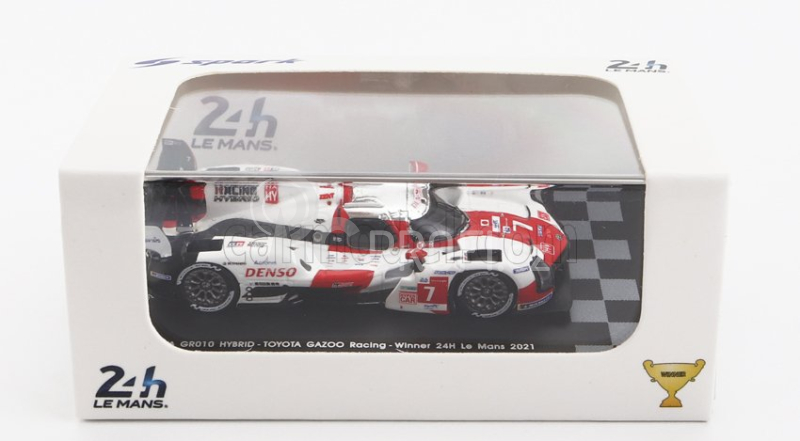 Spark-model Toyota Gr010 3.5l V6 Twin Turbo Hybrid Team Gazoo Racing N 7 Winner 24h Le Mans 2021 M.conway - K.kobayashi - J.m.lopez 1:87 Bílá Červená