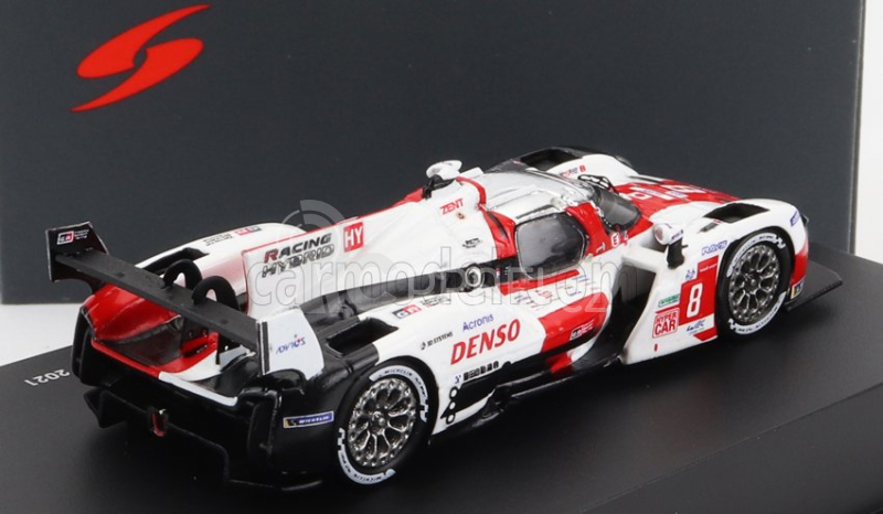 Spark-model Toyota Gr010 3.5l V6 Twin Turbo Hybrid Team Gazoo Racing N 8 2nd 24h Le Mans 2021 S.buemi - N.nakajima - B.hartley 1:87 Bílá Červená