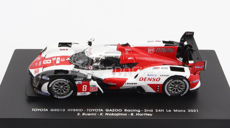 Spark-model Toyota Gr010 3.5l V6 Twin Turbo Hybrid Team Gazoo Racing N 8 2nd 24h Le Mans 2021 S.buemi - N.nakajima - B.hartley 1:87 Bílá Červená
