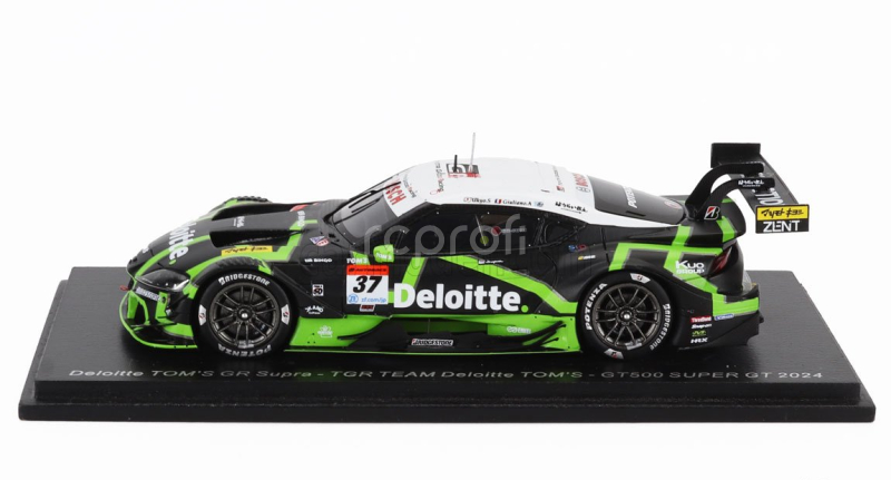 Spark-model Toyota Supra Gr Team Deloitte N 37 Gt500 Class Super Gt 2024 Giuliano Alesi - Ukyo Sasahara 1:43 Černá Zelená Bílá