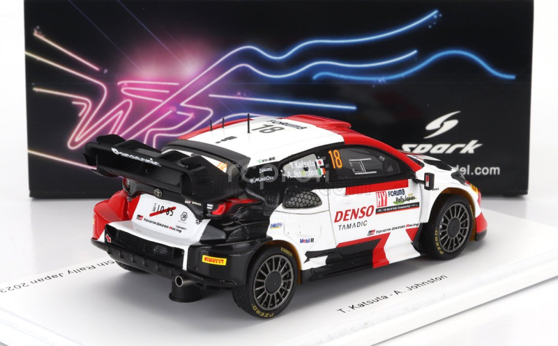 Spark-model Toyota Yaris Gr Hybrid Rally1 Team Toyota Gazoo Racing Wrt N 18 5th Rally Japan 2023 T.katsuta - Aaron Johnston 1:43 Bílá Červená Černá